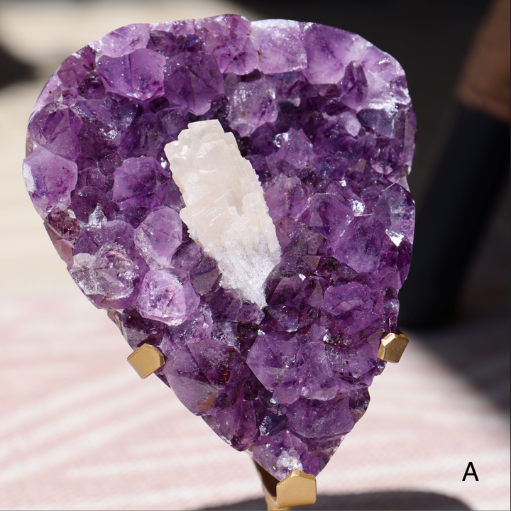 'Mountain Range' High Quality Amethyst with Sugar Calcite with Stand - Enchantia Muse