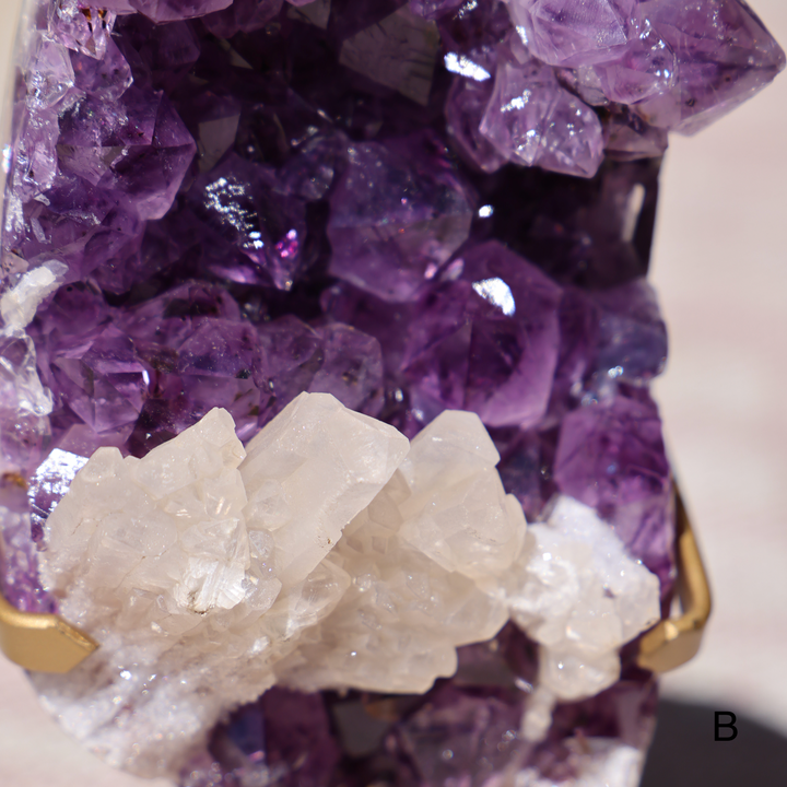 'Mountain Range' High Quality Amethyst with Sugar Calcite with Stand - Enchantia Muse