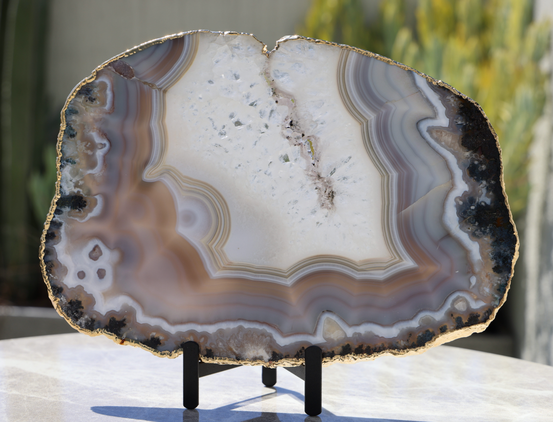 Gold Plated Agate Slice Plate - XL - Enchantia Muse