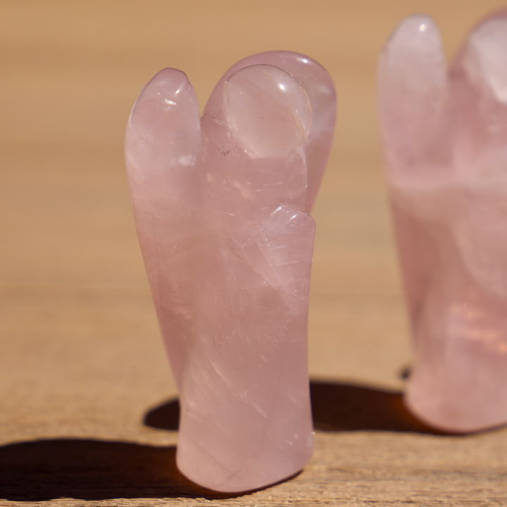 Hand-carved Rose Quartz Angel - Enchantia Muse