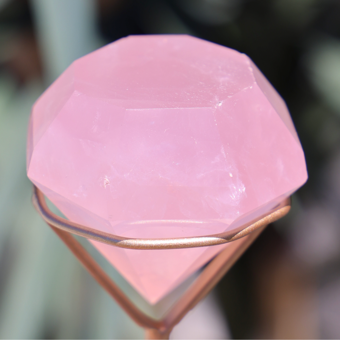 Rose Quartz Diamond on Stand - Enchantia Muse