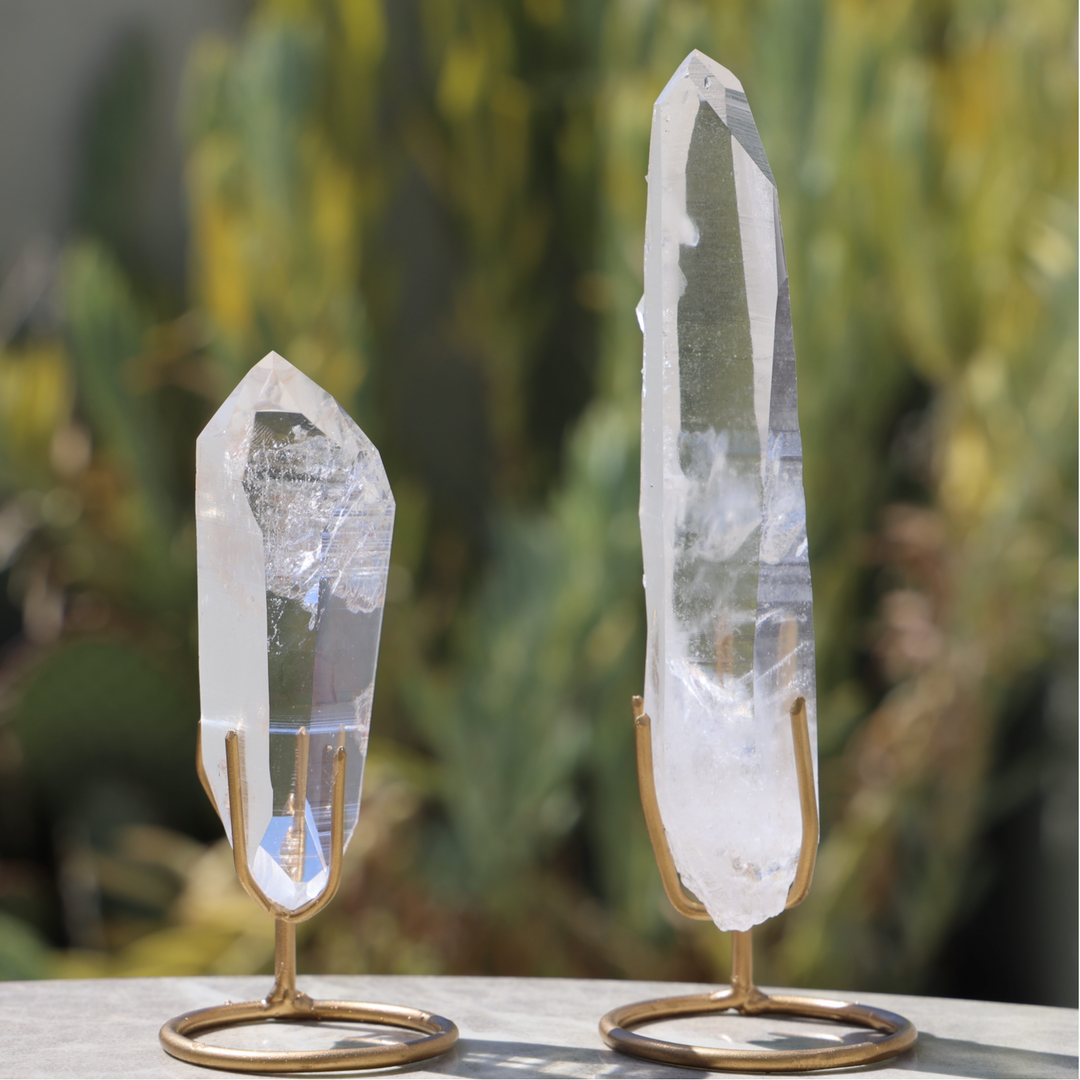 Clear Lemurian Quartz Point on Stand - Enchantia Muse