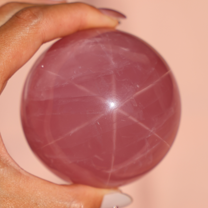 'Starlight' Rare High Quality Starlight Rose Quartz Sphere - Enchantia Muse