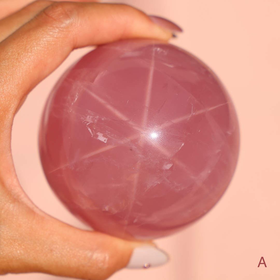 'Starlight' Rare High Quality Starlight Rose Quartz Sphere - Enchantia Muse