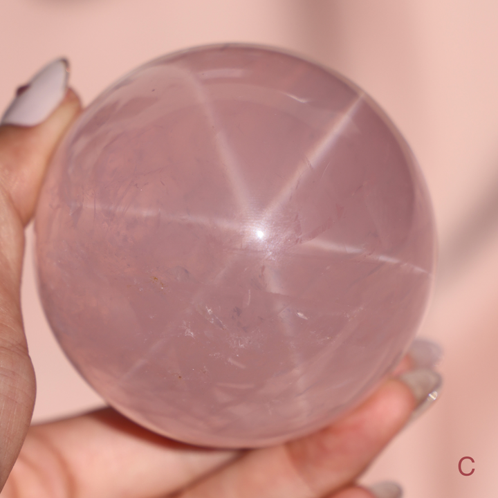 'Starlight' Rare High Quality Starlight Rose Quartz Sphere - Enchantia Muse