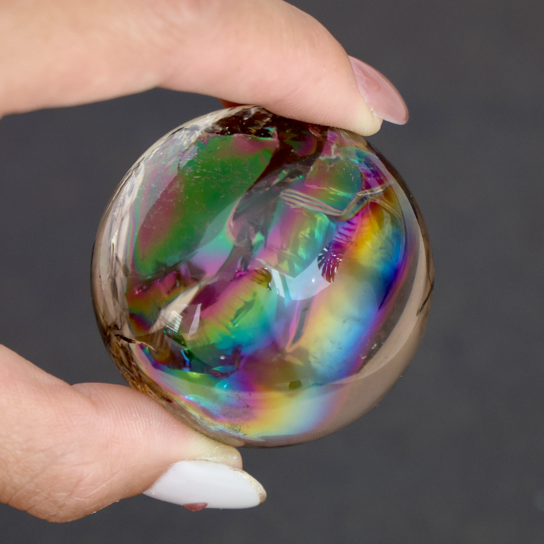 'Eden' Citrinated Smoky Quartz Sphere with Rainbow - Enchantia Muse