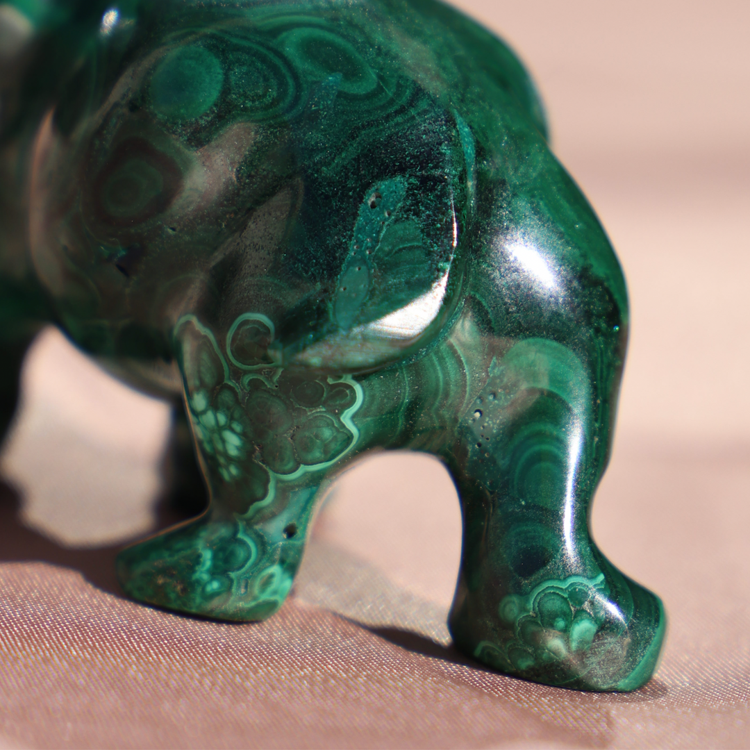 Hand-carved Malachite Elephant - Enchantia Muse