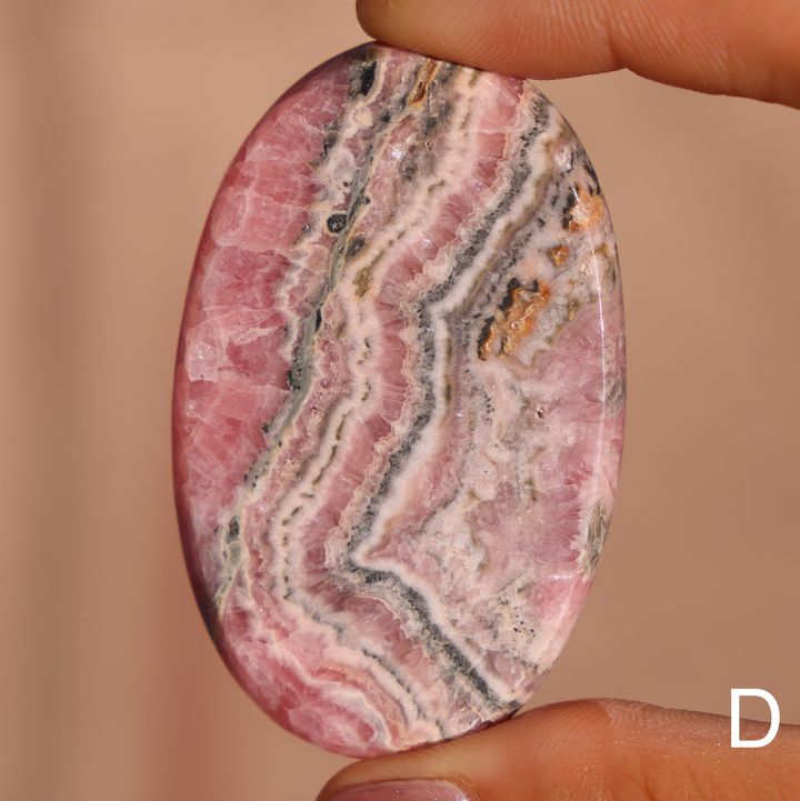 High Quality Rhodochrosite Flat Palm Stone - Enchantia Muse