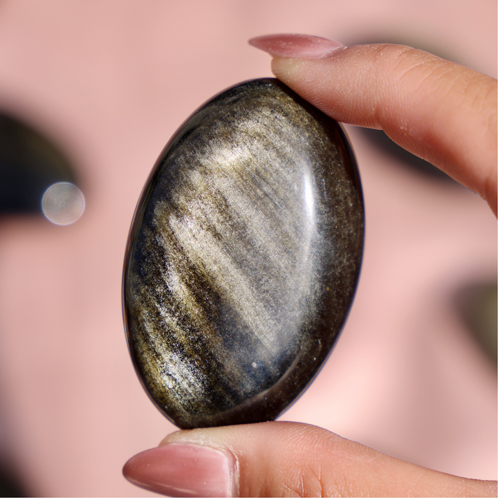 Golden Obsidian Palm Stone - Enchantia Muse