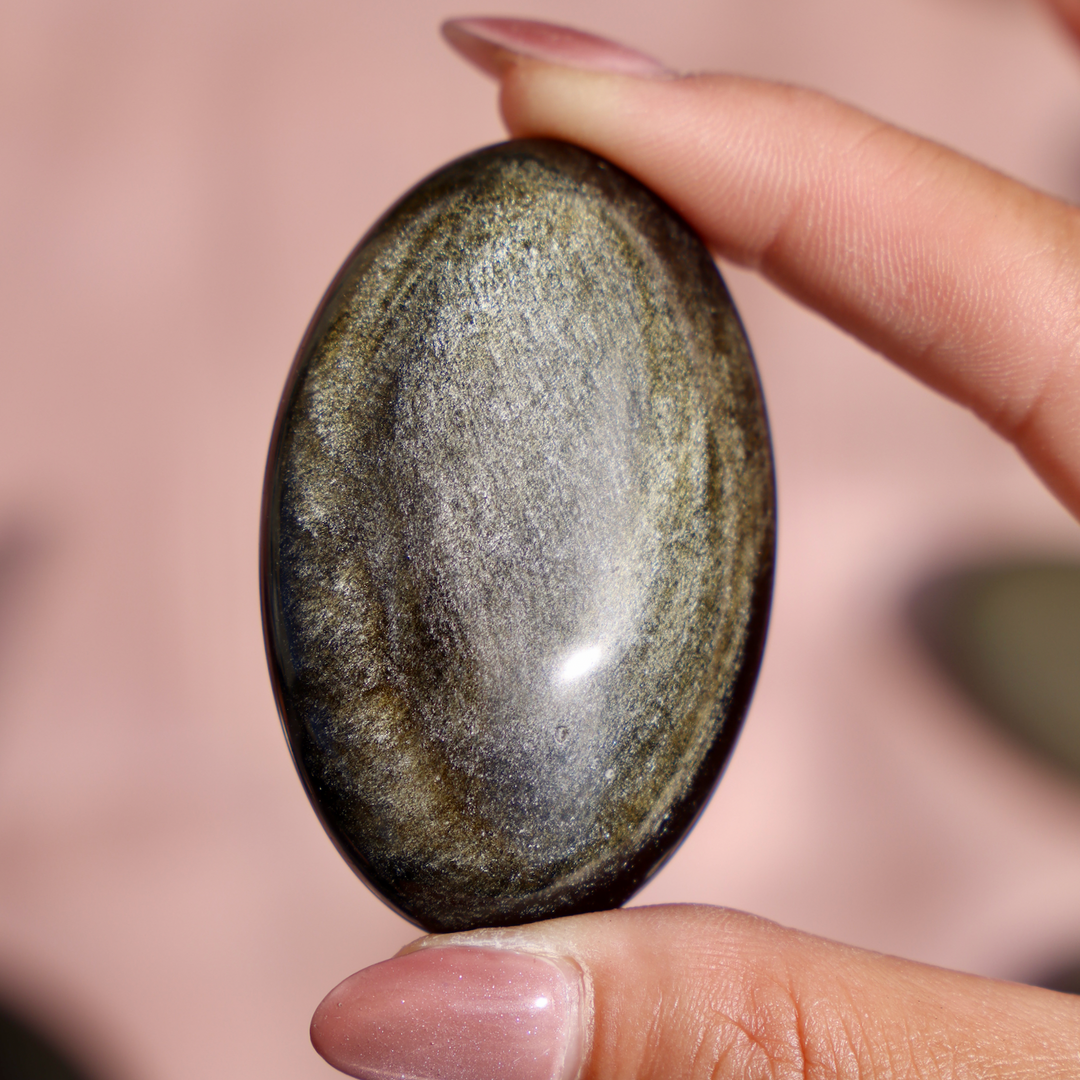 Golden Obsidian Palm Stone - Enchantia Muse