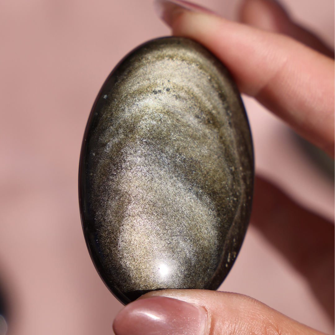 Golden Obsidian Palm Stone - Enchantia Muse