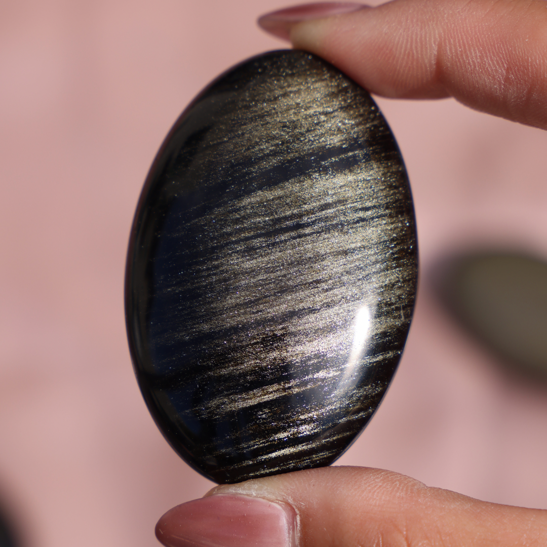 Golden Obsidian Palm Stone - Enchantia Muse