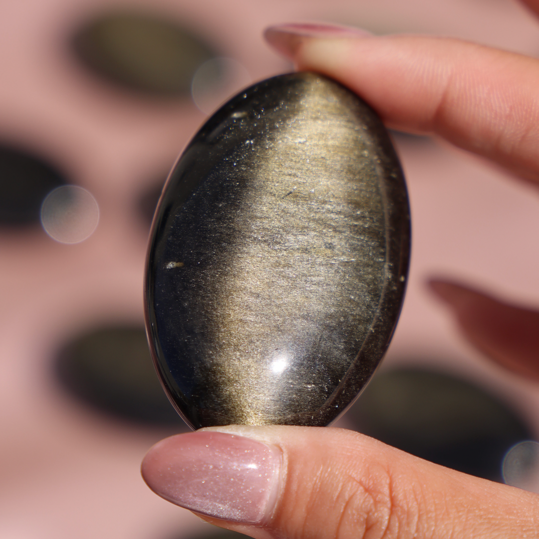 Golden Obsidian Palm Stone - Enchantia Muse