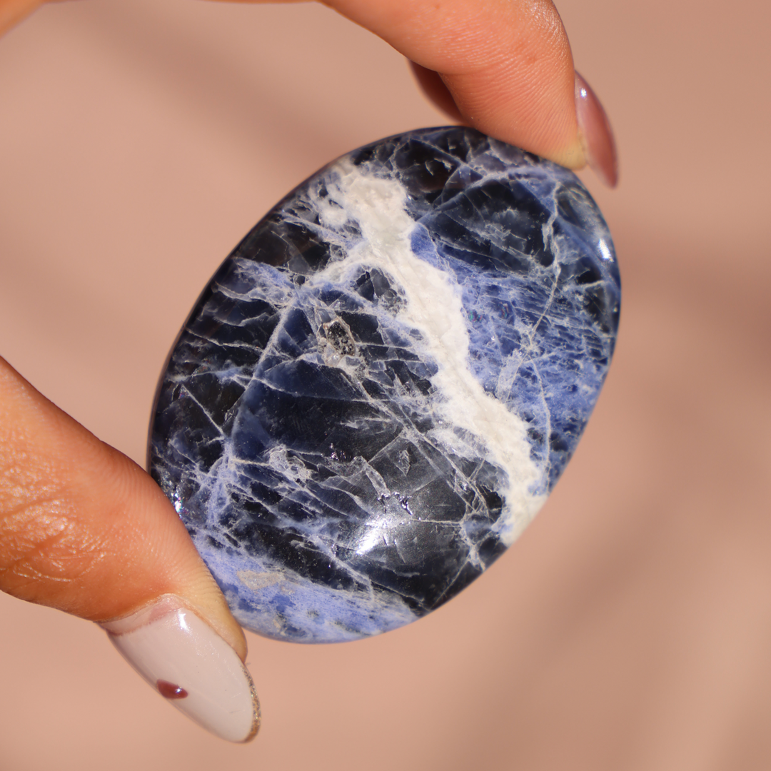 High Quality Sodalite Palm Stone - Enchantia Muse