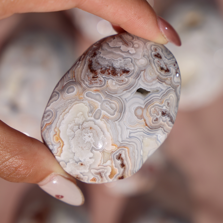 Mexican Crazy Lace Agate Palm Stone - Enchantia Muse