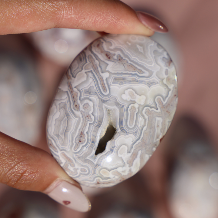 Mexican Crazy Lace Agate Palm Stone - Enchantia Muse