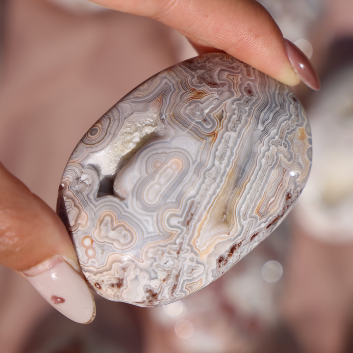 Mexican Crazy Lace Agate Palm Stone - Enchantia Muse