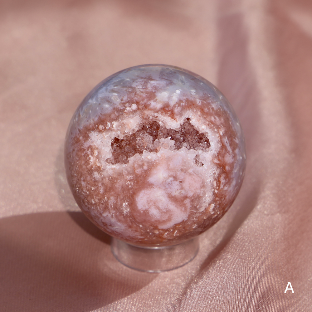 'PASTEL' Pink Amethyst x Flower Agate Sphere - S - Enchantia Muse