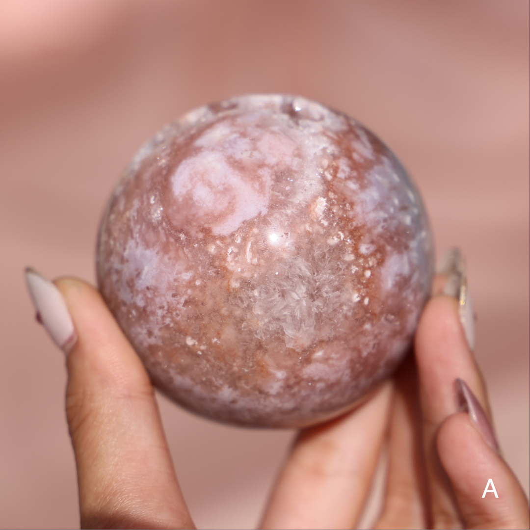 'PASTEL' Pink Amethyst x Flower Agate Sphere - S - Enchantia Muse