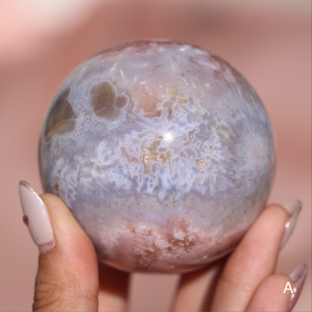 'PASTEL' Pink Amethyst x Flower Agate Sphere - S - Enchantia Muse