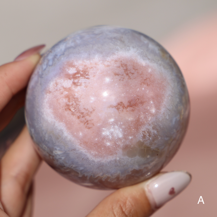 'PASTEL' Pink Amethyst x Flower Agate Sphere - S - Enchantia Muse