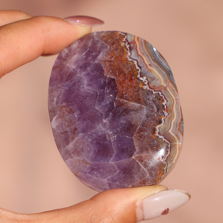 High Quality Amethyst Agate Palm Stone - Enchantia Muse