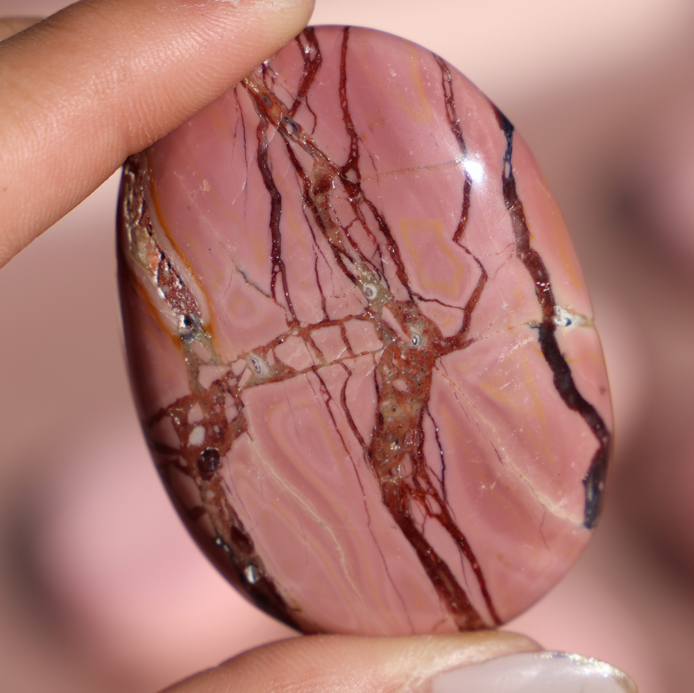 Australian Pink Opal Palm Stone - Enchantia Muse