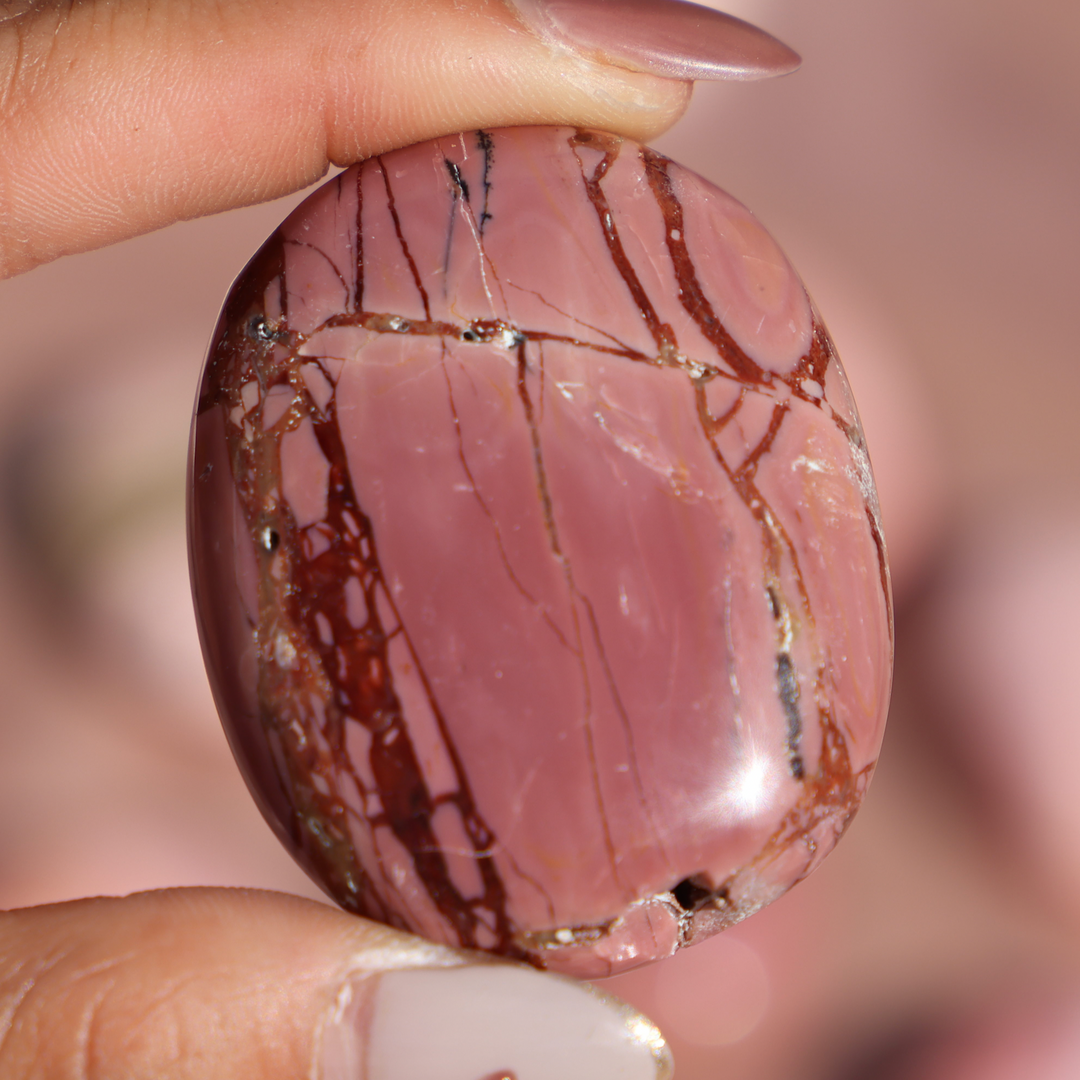 Australian Pink Opal Palm Stone - Enchantia Muse