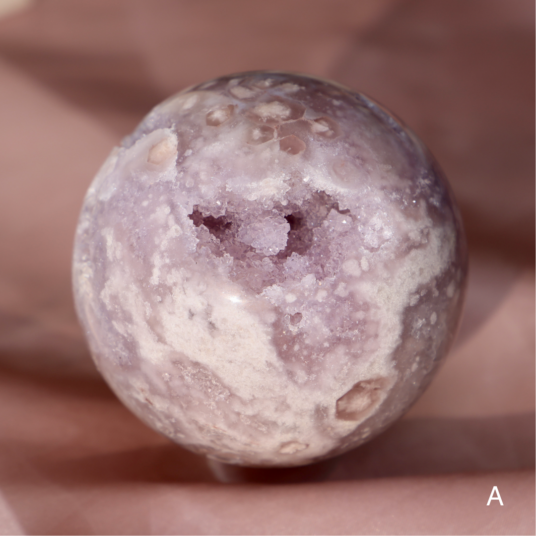 'PASTEL' Pink Amethyst x Flower Agate Sphere - L - Enchantia Muse