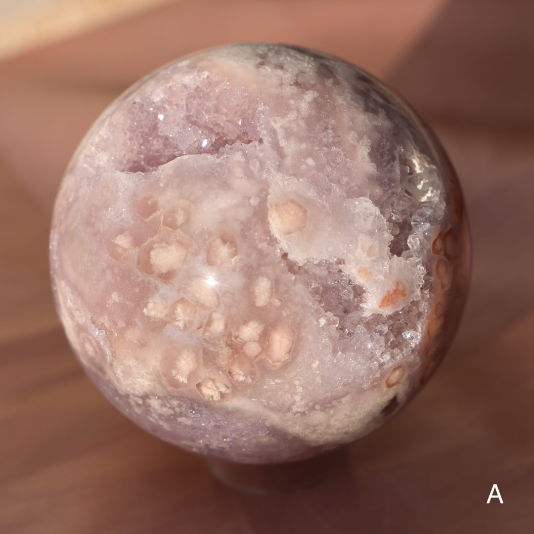 'PASTEL' Pink Amethyst x Flower Agate Sphere - L - Enchantia Muse