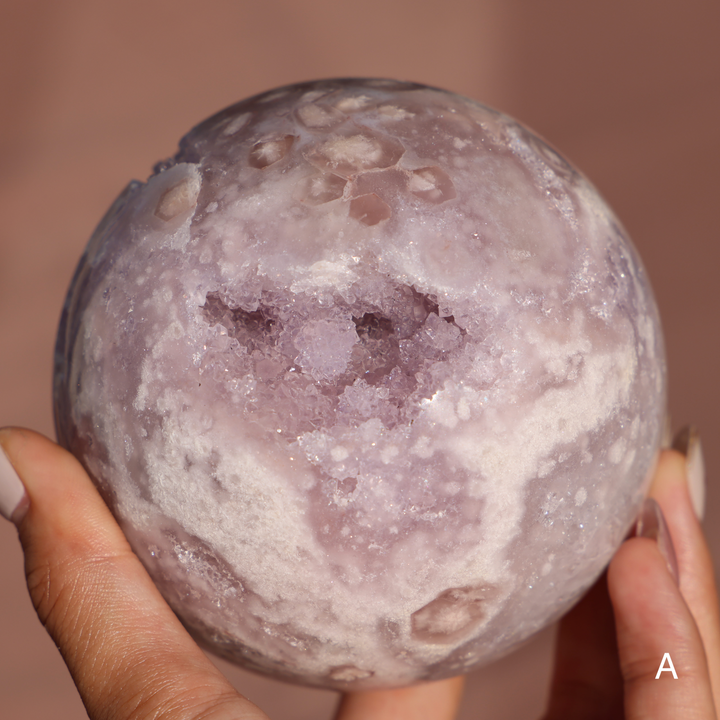 'PASTEL' Pink Amethyst x Flower Agate Sphere - L - Enchantia Muse