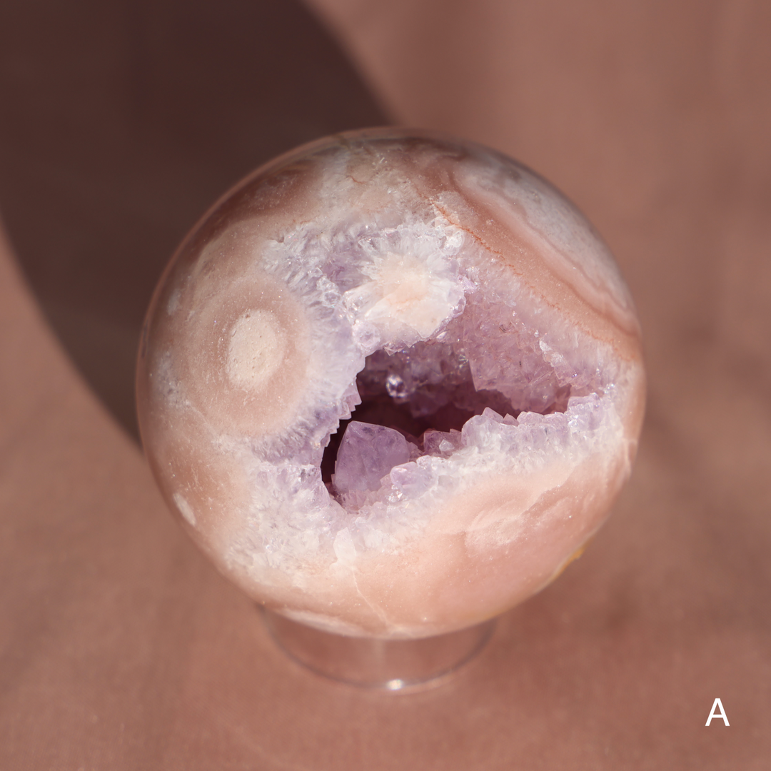 'PASTEL' Pink Amethyst x Flower Agate Sphere - M - Enchantia Muse