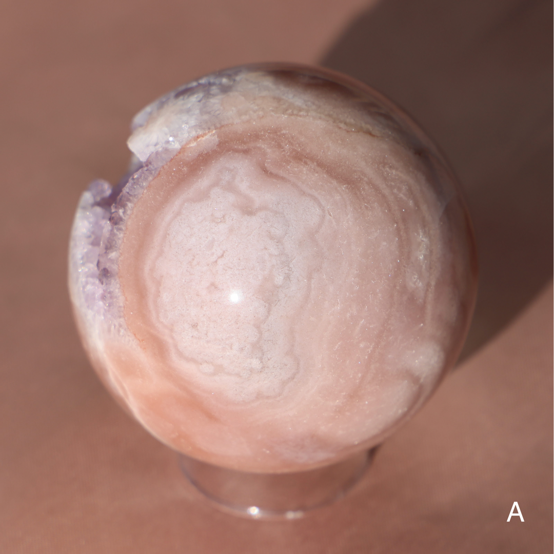 'PASTEL' Pink Amethyst x Flower Agate Sphere - M - Enchantia Muse