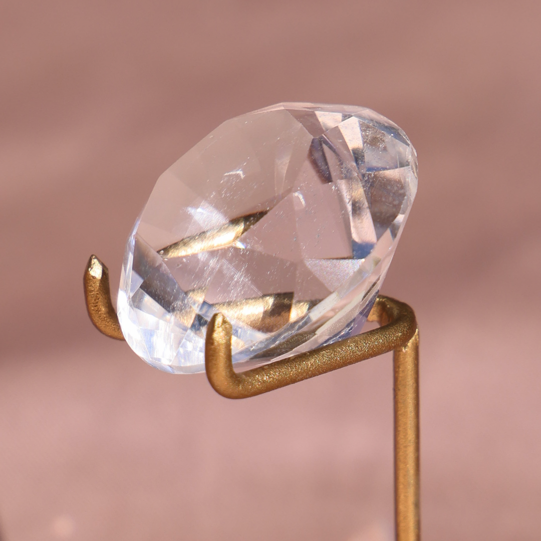 Clear Quartz Crystal Diamond on Stand - Enchantia Muse