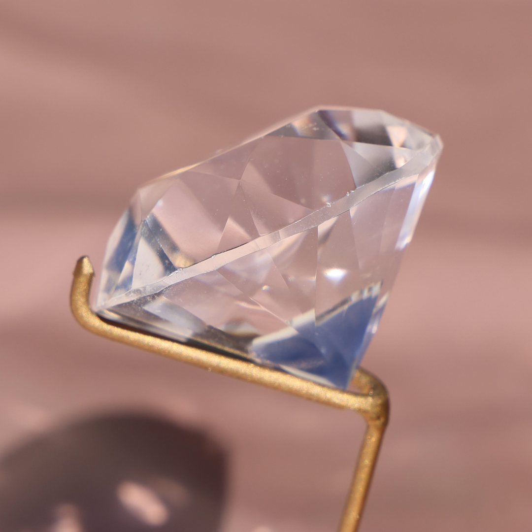 Clear Quartz Crystal Diamond on Stand - Enchantia Muse