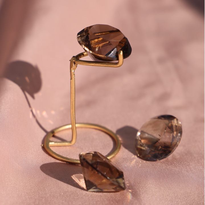 Smoky Quartz Brilliant Diamond on Stand - Enchantia Muse