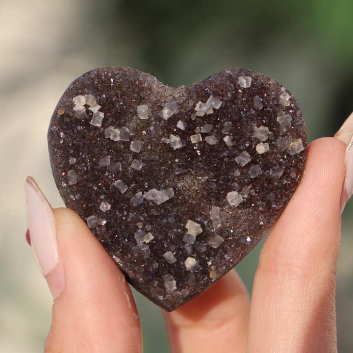 Small Druzy Amethyst Heart With Special Formation - Enchantia Muse