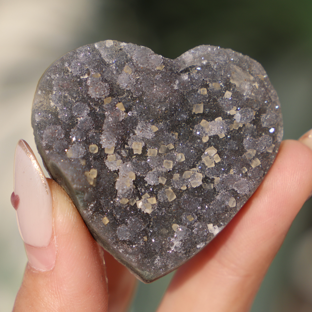 Small Druzy Amethyst Heart With Special Formation - Enchantia Muse