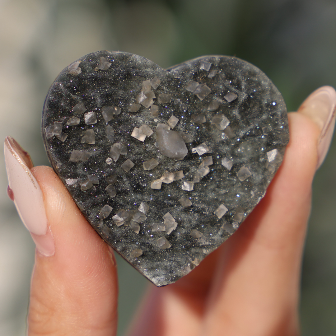 Small Druzy Amethyst Heart With Special Formation - Enchantia Muse