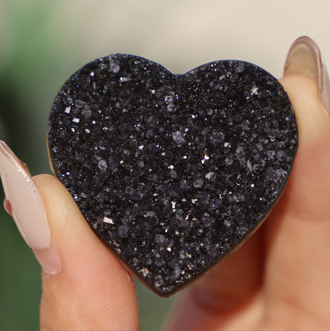 Small Druzy Amethyst Heart With Special Formation - Enchantia Muse