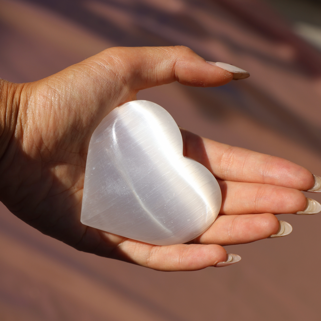 Flashy Selenite Heart - Enchantia Muse