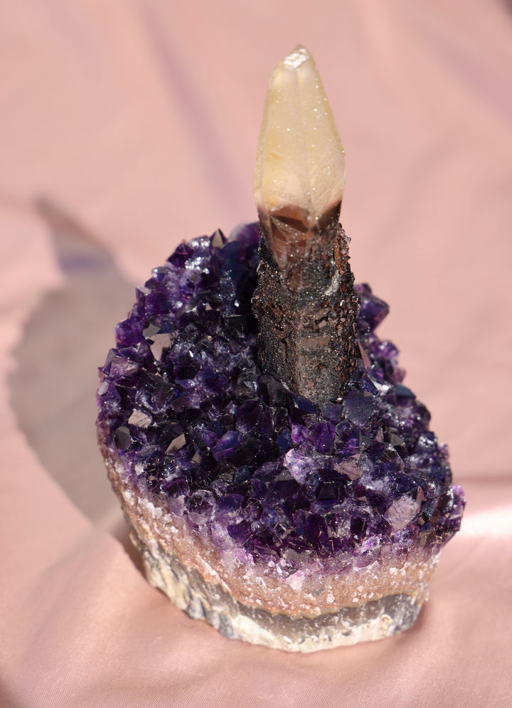 'BIRTHDAY CAKE' Rare Amethyst with Calcite Candle