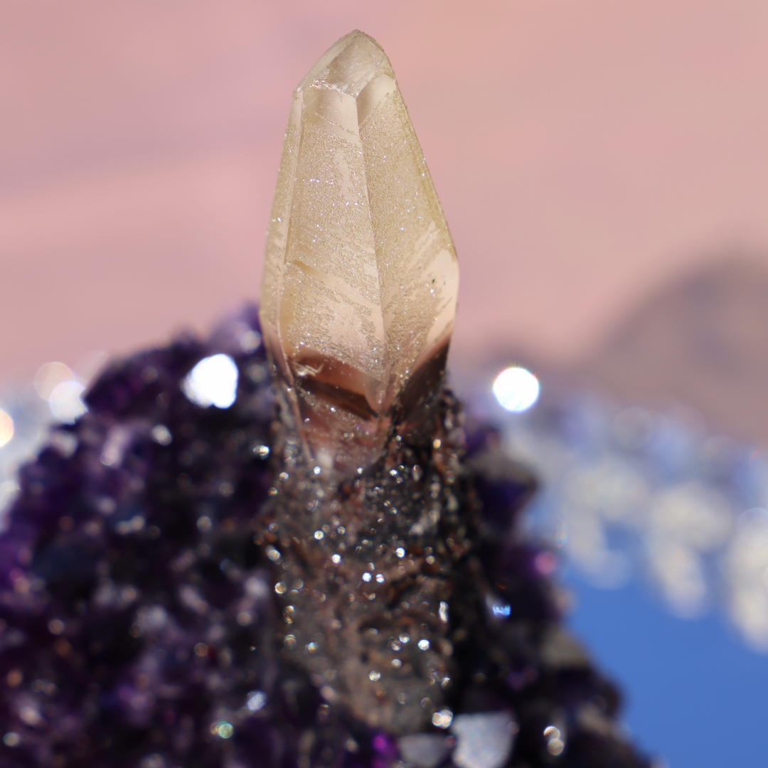 'BIRTHDAY CAKE' Rare Amethyst with Calcite Candle