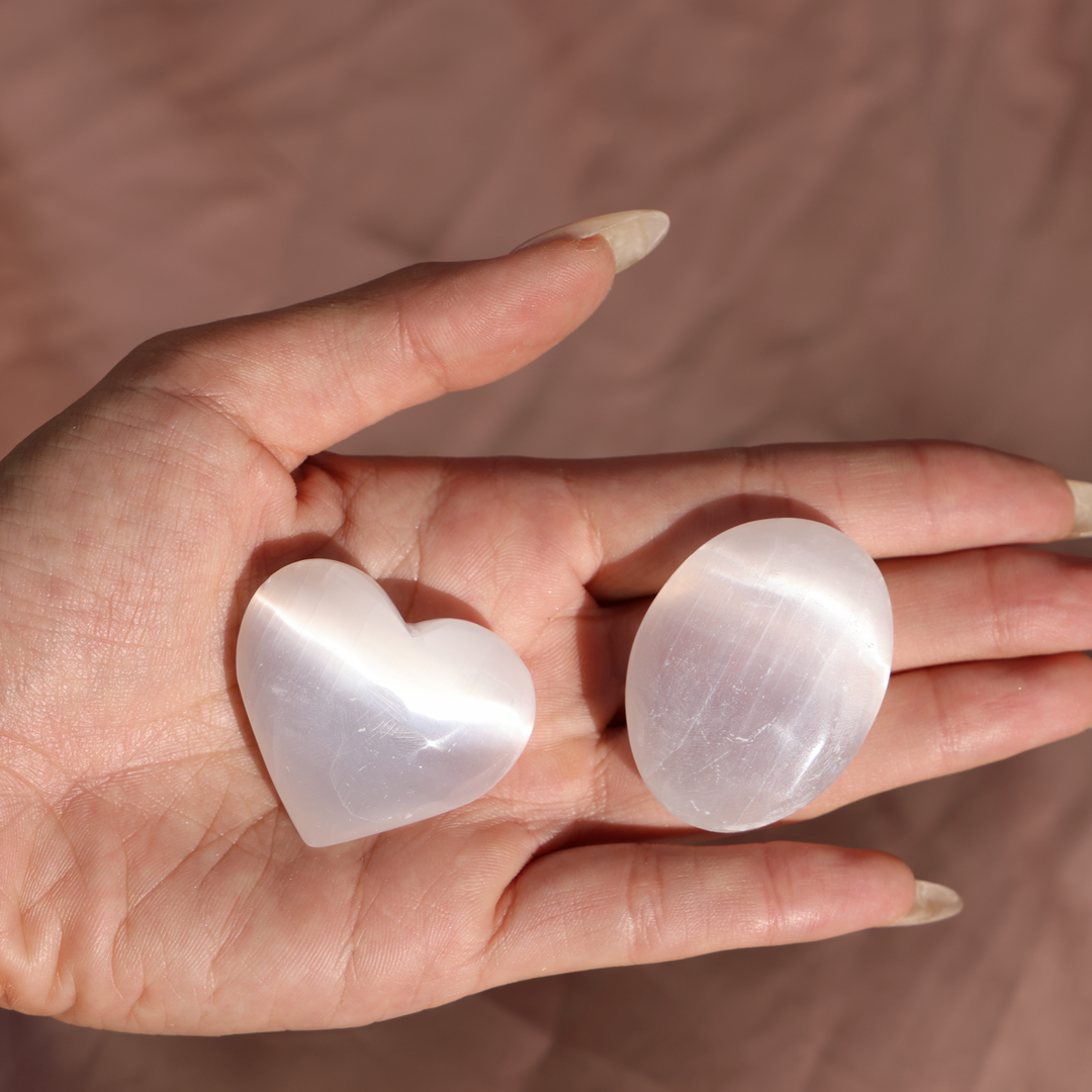 Flashy Selenite Palm Stone