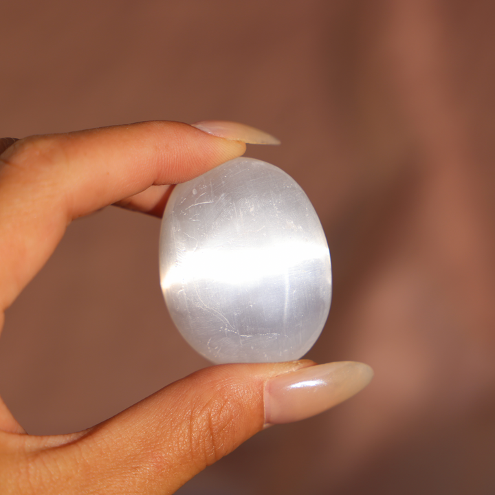 Flashy Selenite Palm Stone