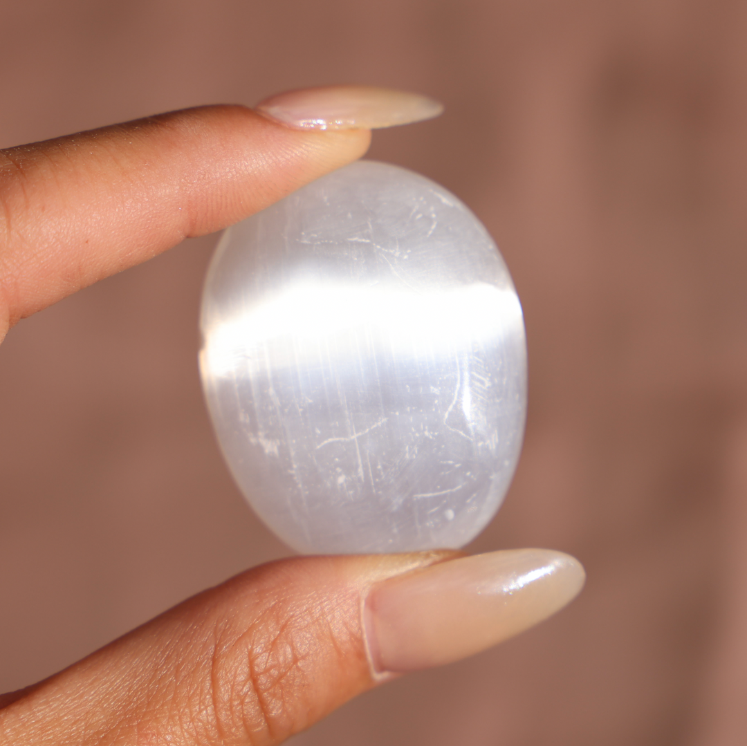 Flashy Selenite Palm Stone