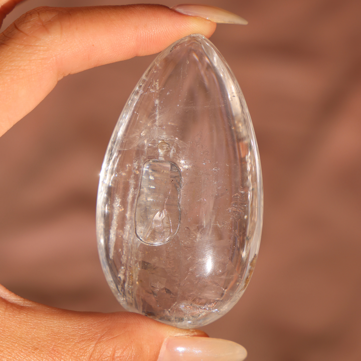 Rare Enhydro Quartz Palm Stone with Big Moving Water Bubble