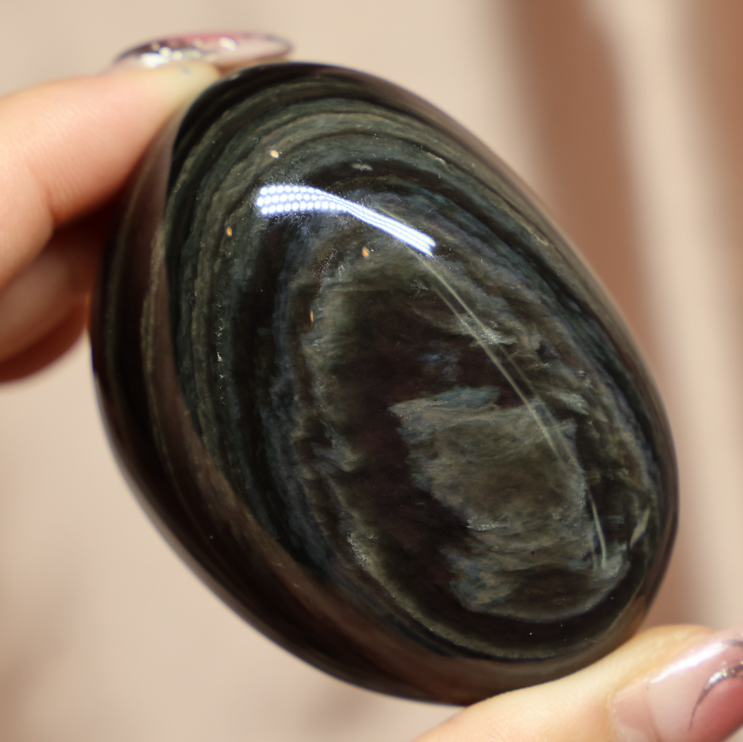 Velvet Obsidian Palm Stone #1