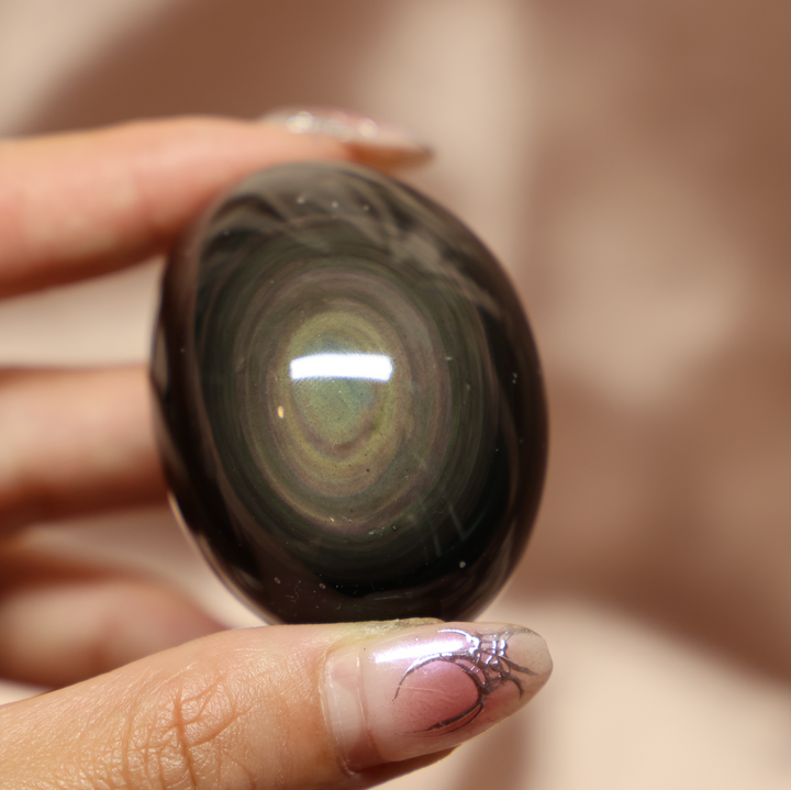 Rainbow Obsidian Egg Palm Stone #2