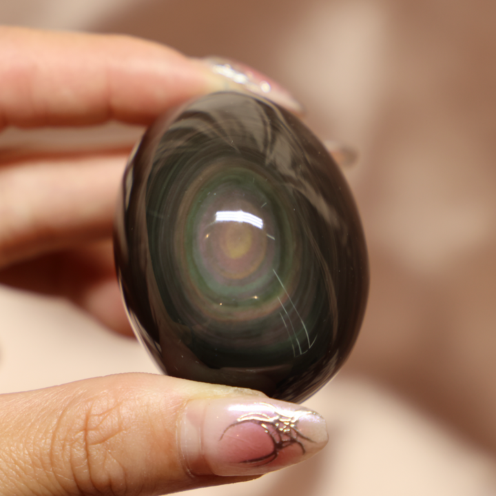 Rainbow Obsidian Egg Palm Stone #2